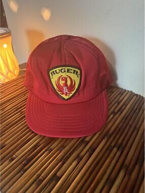 Vintage Ruger Trucker Hat Red Mesh Snapback USA Made Firearms Cap 80s